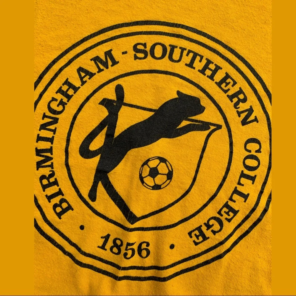 Vintage Champion Soccer Spell Out Yellow And Black Crop Top T-shirt Women’s L/XL - Picture 10 of 10